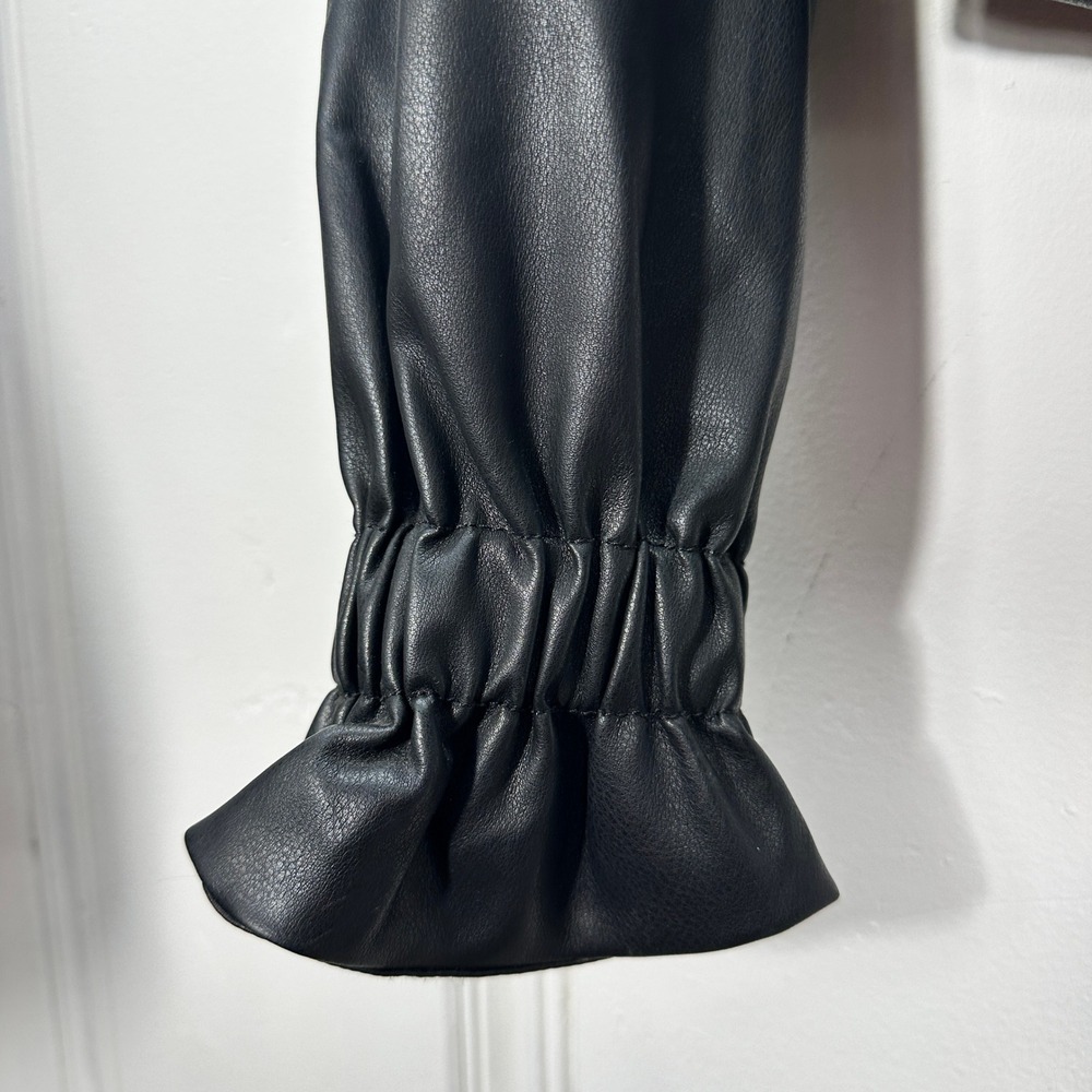 Azalea Wang Faux Leather Jacket Womens Large Black Excellent Cropped Utility - Picture 12 of 16